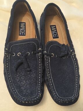 Newton Navy Quilted Suede Slip-On Loafers